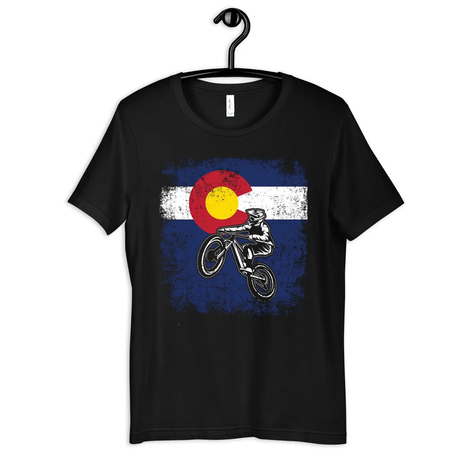 Mountain Biking Colorado - Vintage Colorado Flag Mountain Biking T